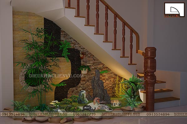 Thi công tiểu cảnh khô gầm cầu thang